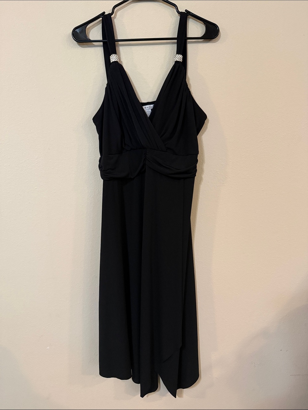 La Belle Black Midi Dress with Embellished Straps